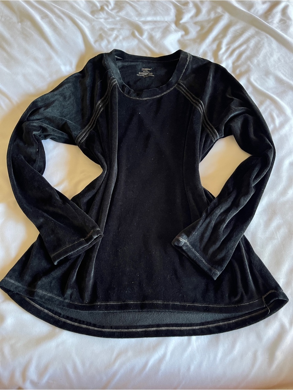 ClimateRight Cuddl Duds Black Plush Long Sleeve Top M 10-12